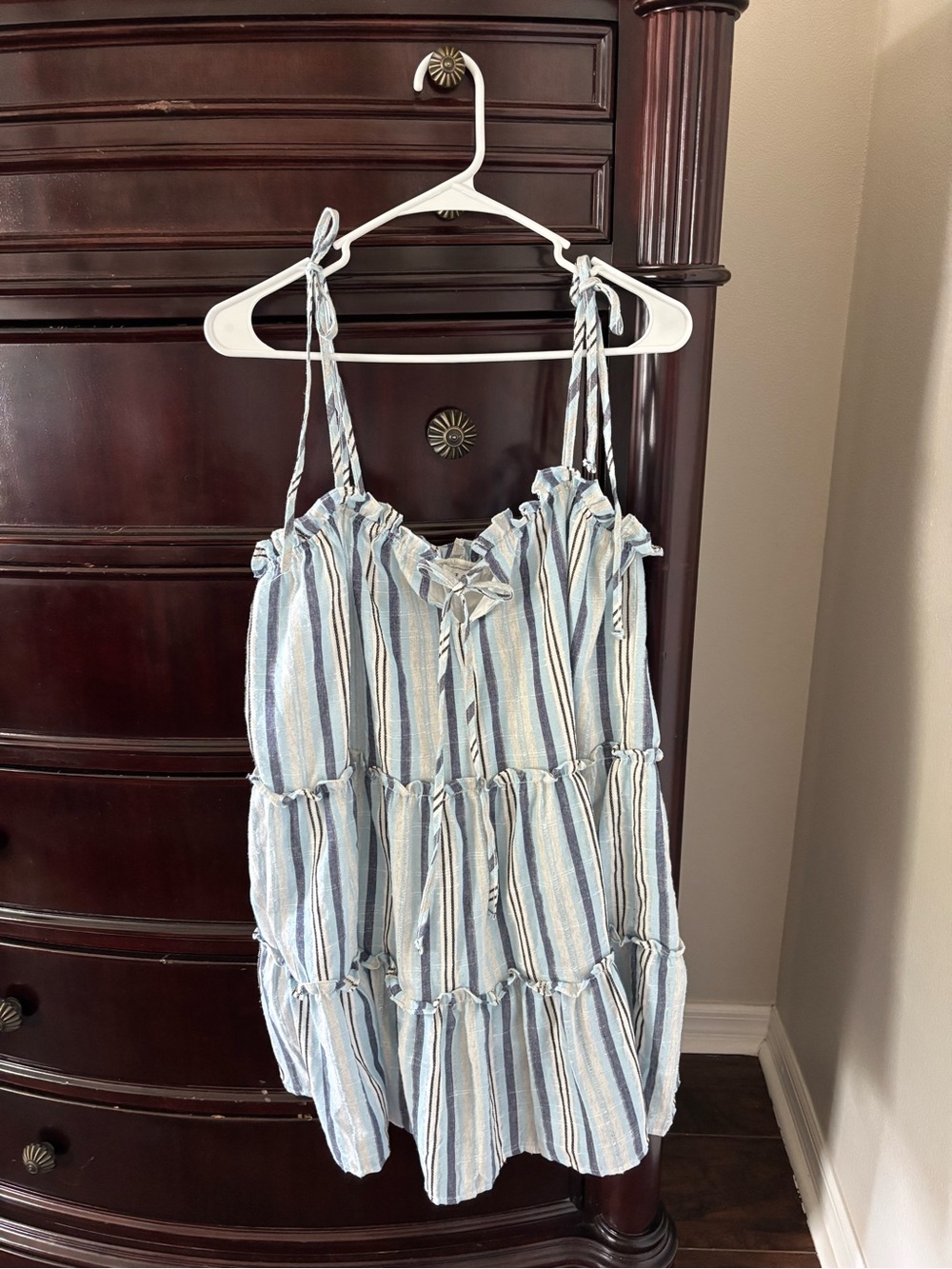 HYFVE Blue & White Striped Tie-Shoulder Sundress